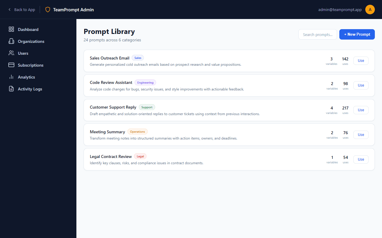 Prompt library (light mode)